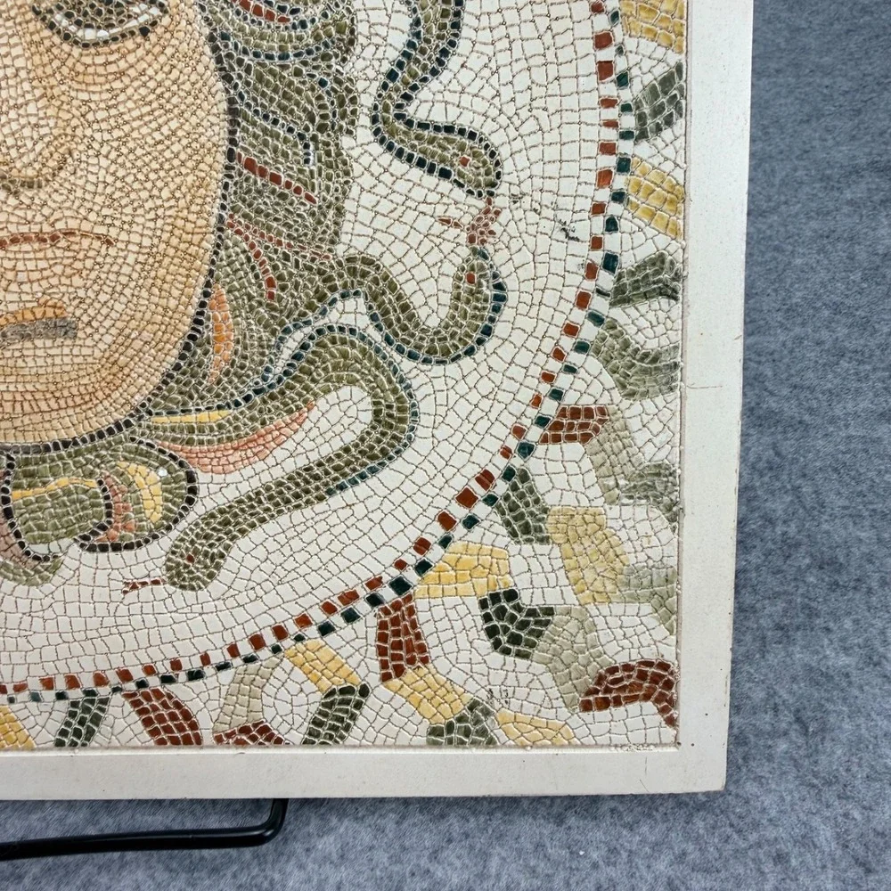 12" Medusa Mosaic Ceramic Wall Tile Plaque Greek Roman Mythology Wall Decor - Picture 8 of 9